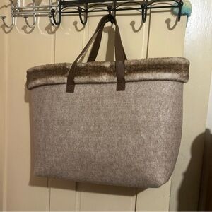 Barnes & Noble Book Tote Bag Faux Fur Trim Chic